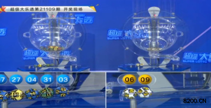 第2021109期大乐透开奖现场截图图片