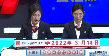 第2022027期七乐彩开奖现场截图图片