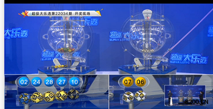 第2022034期大乐透开奖现场截图图片