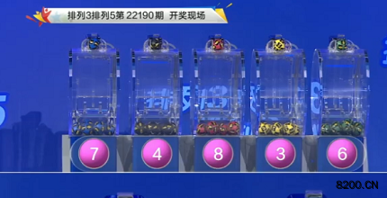 第2022190期排列3开奖现场截图图片
