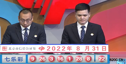 第2022100期七乐彩开奖现场截图图片