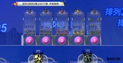 第2023077期排列3开奖现场截图图片