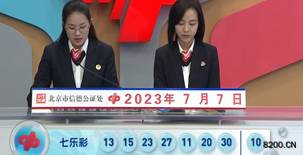 第2023077期七乐彩开奖现场截图图片