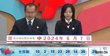 第2024065期七乐彩开奖现场截图图片