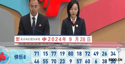 第2024262期快乐8开奖现场截图图片